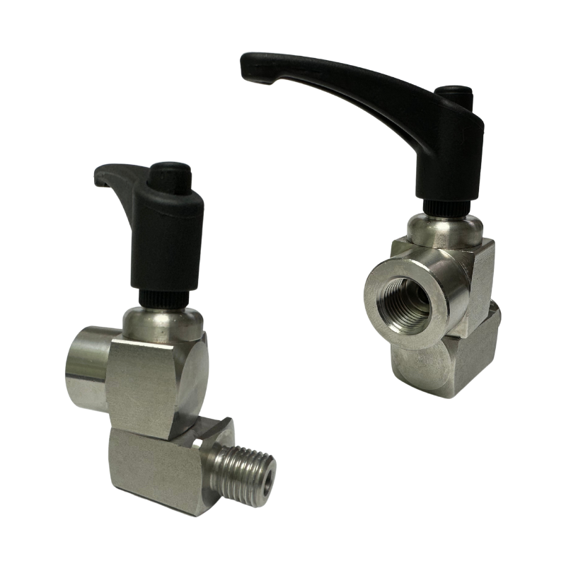 ST330 Stainless Steel with Plastic Lever Lock Swivel Elbow 1/4 MxF